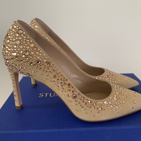 Stuart Weitzman Shoes - Stuart Weitzman Lalaina Crystal-Embellished Suede